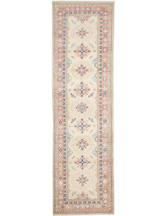 Tappeto Kazak Afghanistan 85x294 Beige Blu Scur