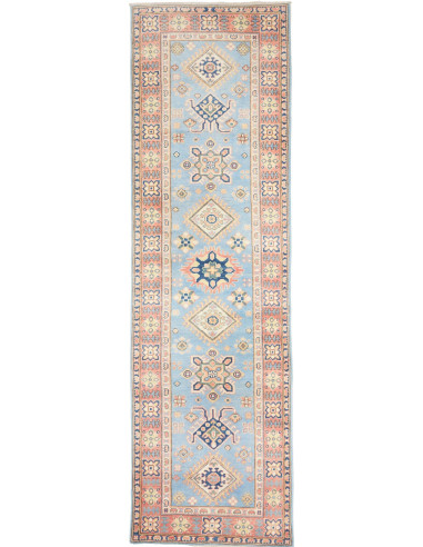 Tappeto Kazak Afghanistan 86x281 Azzurro Cielo