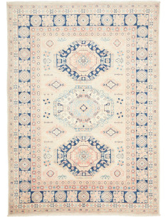 Rug Kazak Afghanistan 147x204 Cream Blue Peach