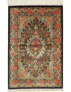 Tappeto Ghom Seta Persia 80x120 Nero Rosa Coral