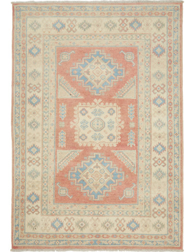 Rug Kazak Afghanistan 100x144 Coral Red Cream B