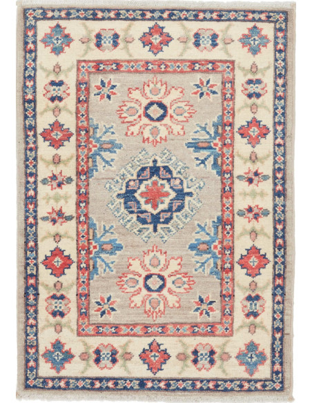 Rug Kazak Afghanistan 62x90 Grey Beige Blue Cor