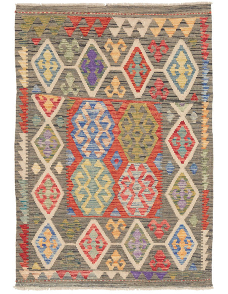 Tappeto Kilim Afghanistan marrone bianco 101x146