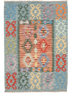 Tappeto Kilim Afghanistan azzurro marrone 104x148