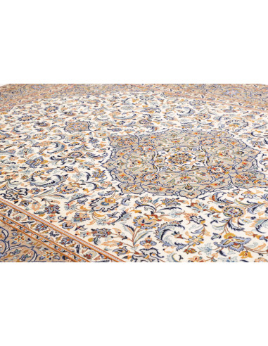 Hand Made Rug Kashan Persia 250x346 Cream Blue