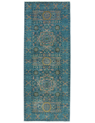 Rug Mamlouk Pakistan 79x208 Teal Gold Beige