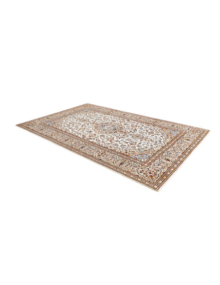 Hand Made Rug Kashan Persia 200x308 Cream Blue