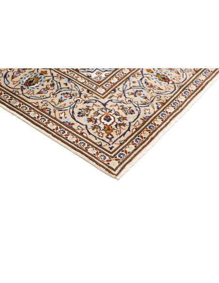 Hand Made Rug Kashan Persia 200x308 Cream Blue