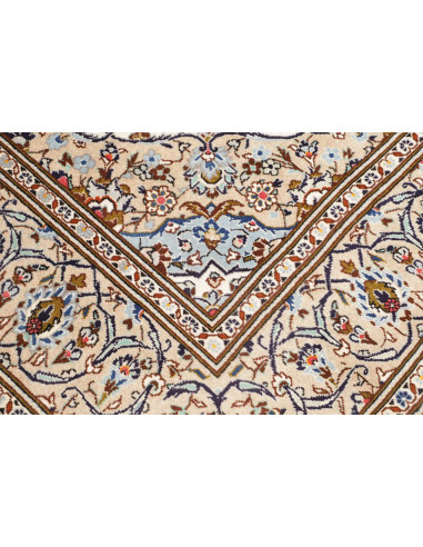 Hand Made Rug Kashan Persia 200x308 Cream Blue