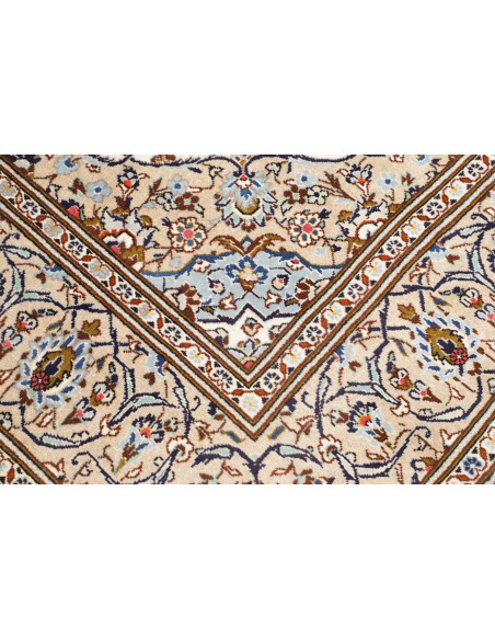 Hand Made Rug Kashan Persia 200x308 Cream Blue