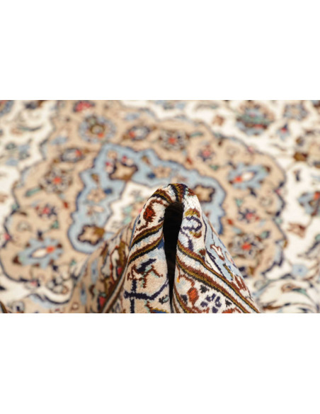Hand Made Rug Kashan Persia 200x308 Cream Blue