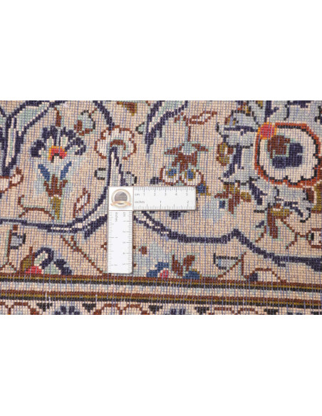 Hand Made Rug Kashan Persia 200x308 Cream Blue