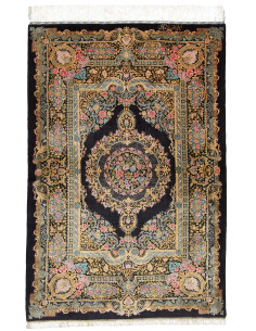 Rug Ghom Silk Persia 100x150 Black Gold Pink Bl