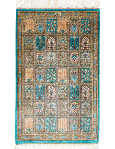 Tappeto Ghom Seta Persia 56x90 Turchese Beige O