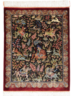 Rug Ghom Silk Persia 69x89 Black Burgundy Light