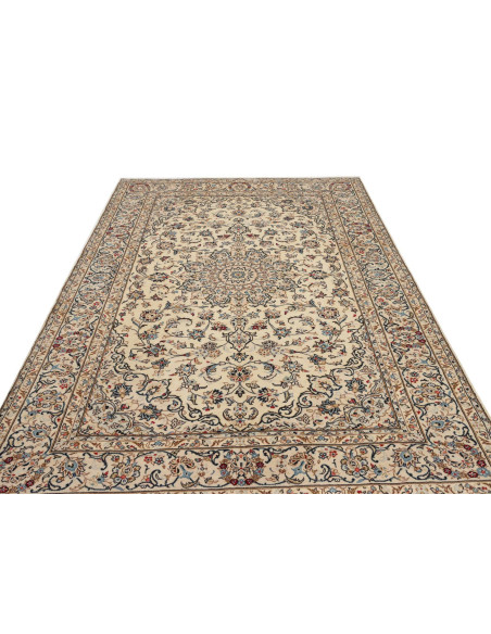Hand Made Rug Kashan Persia 200x303 Ivory Blue