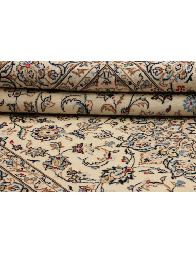 Hand Made Rug Kashan Persia 200x303 Ivory Blue