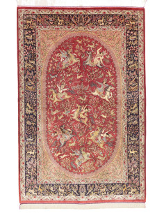 Rug Ghom Silk Persia 133x202 Scarlet Red Night