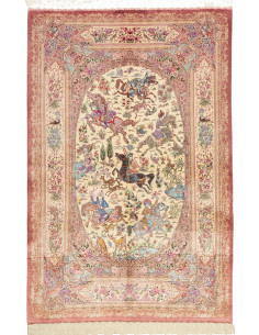 Rug Ghom Silk Persia 130x198 Rose Antique Cream