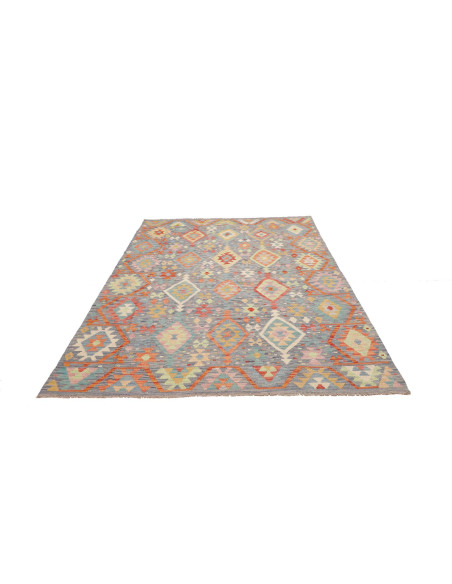 Rug Kilim Afghanistan sky blue white 172x240