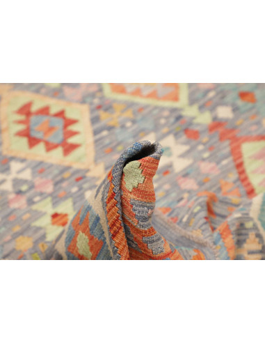 Rug Kilim Afghanistan sky blue white 172x240