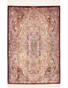 Rug Ghom Silk Persia 80x121 Cream Purple Burgun