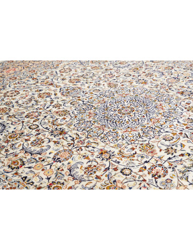 Hand Made Rug Kashan Persia 352x390 Cream White