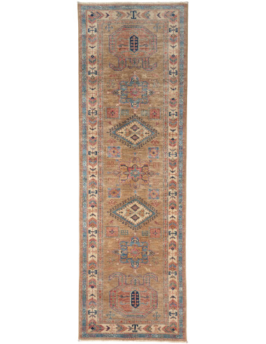Tappeto Kazak Fine Pakistan 76x249 Marrone Blu