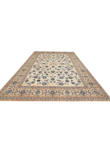 Hand Made Rug Kashan Persia 284x413 Cream Blue