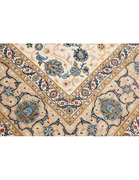Hand Made Rug Kashan Persia 284x413 Cream Blue