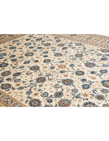 Hand Made Rug Kashan Persia 284x413 Cream Blue