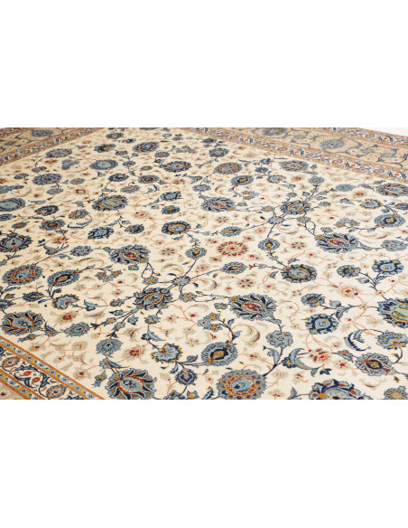 Hand Made Rug Kashan Persia 284x413 Cream Blue