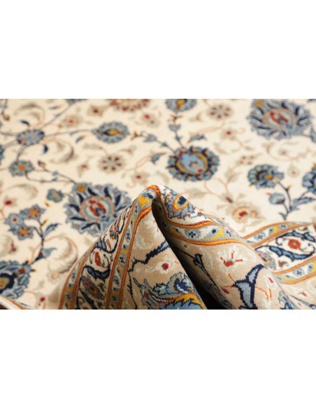 Hand Made Rug Kashan Persia 284x413 Cream Blue