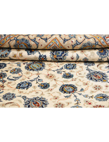 Hand Made Rug Kashan Persia 284x413 Cream Blue
