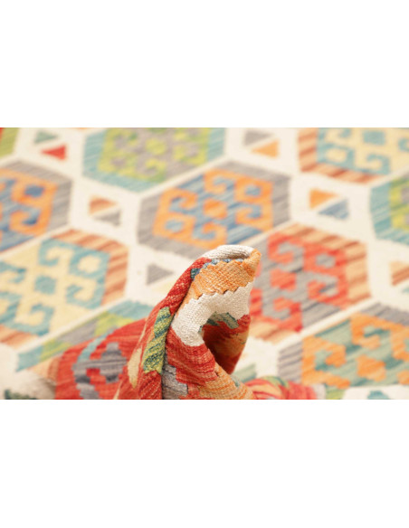 Rug Kilim Afghanistan maroon sky blue 202x308