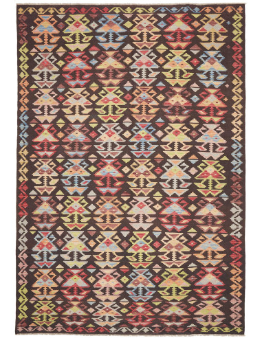 Tappeto Kilim Afghanistan 201x295 Marrone Scuro