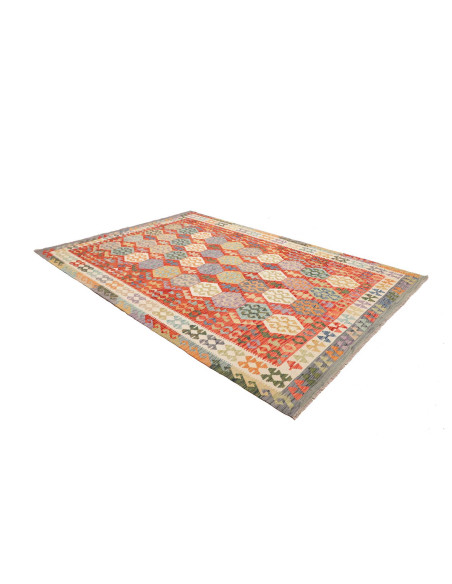 Rug Kilim Afghanistan maroon white 207x301