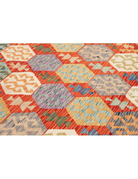 Rug Kilim Afghanistan maroon white 207x301