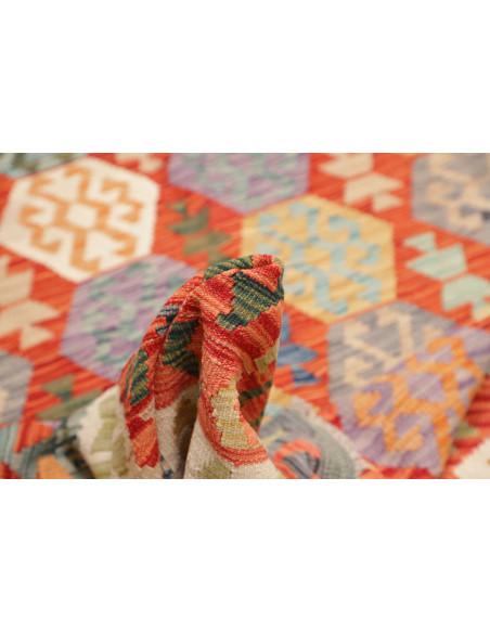 Rug Kilim Afghanistan maroon white 207x301