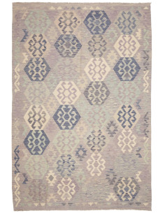 Tappeto Kilim Afghanistan 198x298 Grigio Lilla