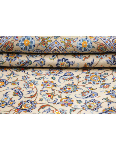 Hand Made Rug Kashan Persia 213x310 Cream Blue