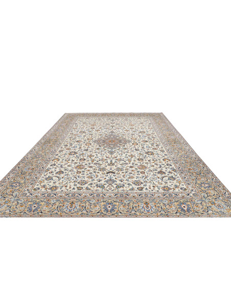 Hand Made Rug Kashan Persia 306x406 Cream Blue
