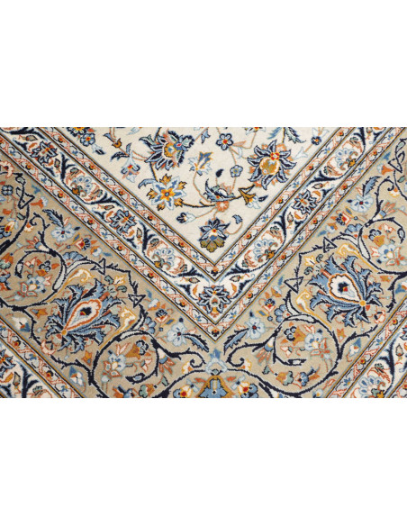 Hand Made Rug Kashan Persia 306x406 Cream Blue