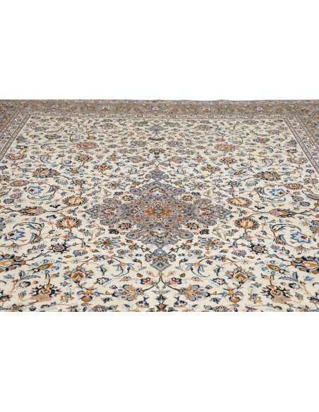 Hand Made Rug Kashan Persia 306x406 Cream Blue