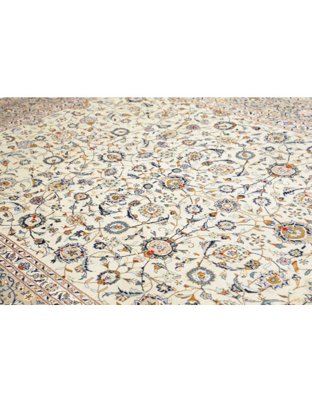 Hand Made Rug Kashan Persia 253x415 Cream Blue