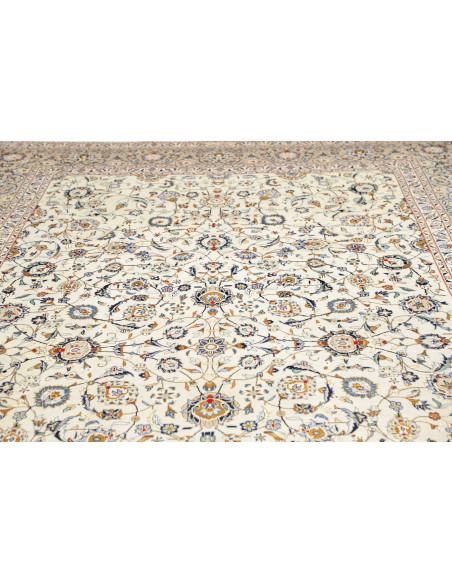 Hand Made Rug Kashan Persia 253x415 Cream Blue