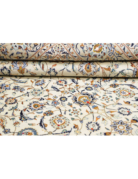 Hand Made Rug Kashan Persia 253x415 Cream Blue