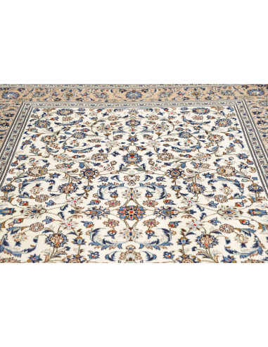 Hand Made Rug Kashan Persia 200x285 Cream White