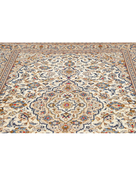 Hand Made Rug Kashan Persia 200x296 Ivory Blue