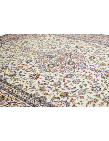 Hand Made Rug Kashan Persia 303x410 Cream Blue